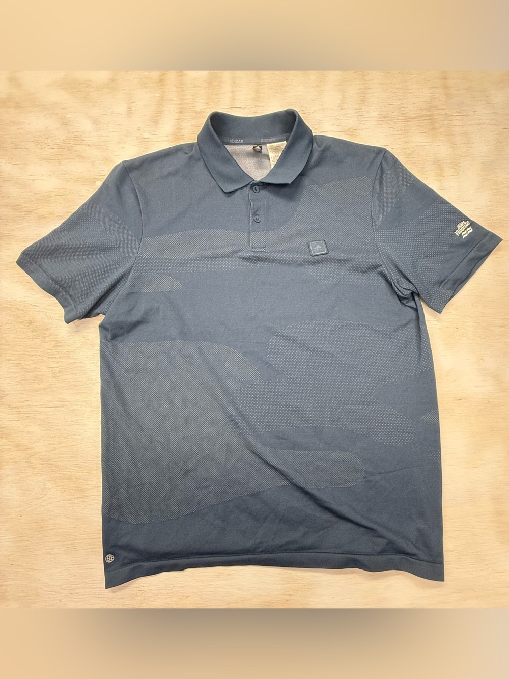 Navy Blue Camouflage Adidas Polo Shirt Men’s Large